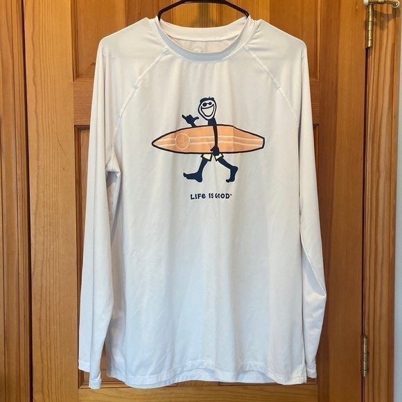 Life is Good Men's Jake Surf White Long Sleeve Rashguard Size Medium - Picture 3 of 9